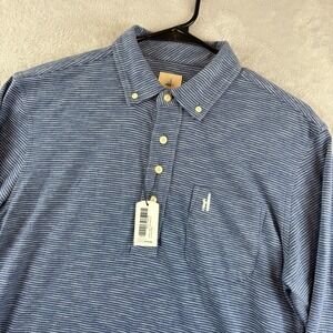 Johnnie O Polo Shirt Mens Small Blue Davies Long Sleeve Striped Casual